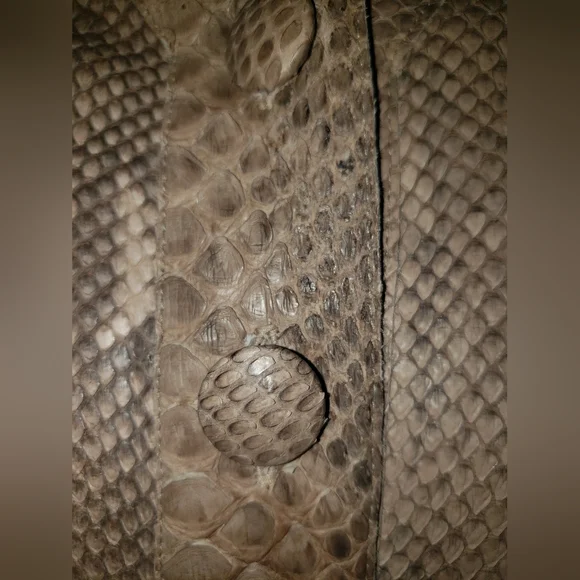 John Anthony genuine python snakeskin reptile neutral tan browns hoodie vest L - Picture 3 of 15